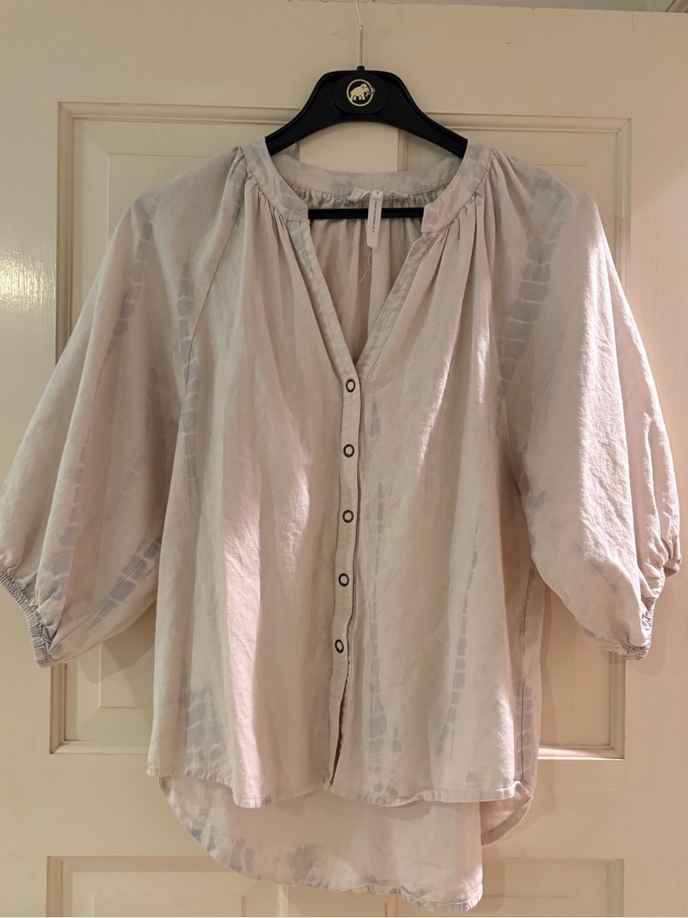 Apiece Apart Pale gray and light blue tie dye Button-Front Blouse